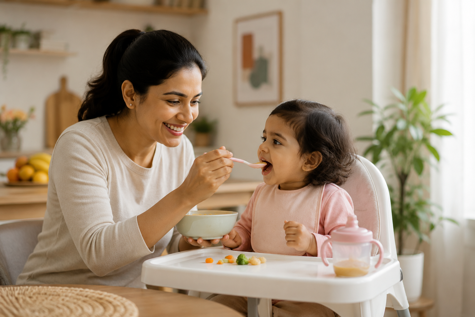 BrightBond Caregiver engaging with a young child through active learning